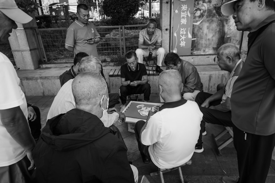 group of seniors playing board games
